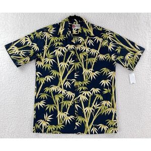 Hilo Hattie Black Hawaiian Print Button-Up Shirt Mens Short Sleeve Size Small‎
